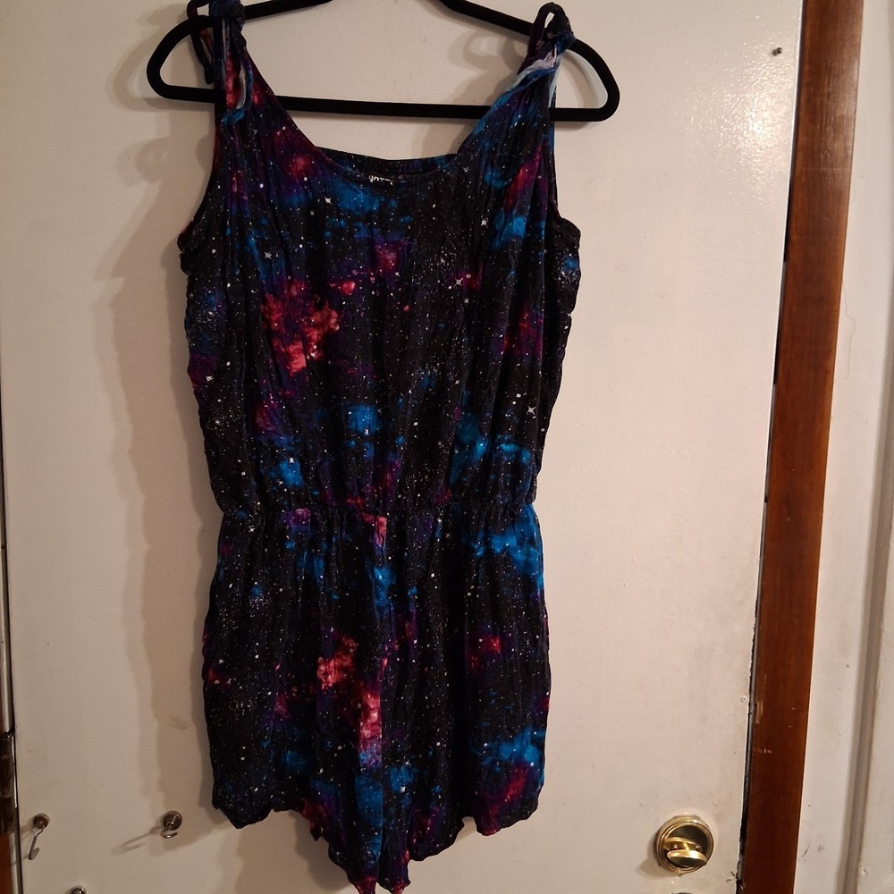 Vtg Y2K Galaxy Print AOP Hot Topic Romper 1 Plus 1x EUC